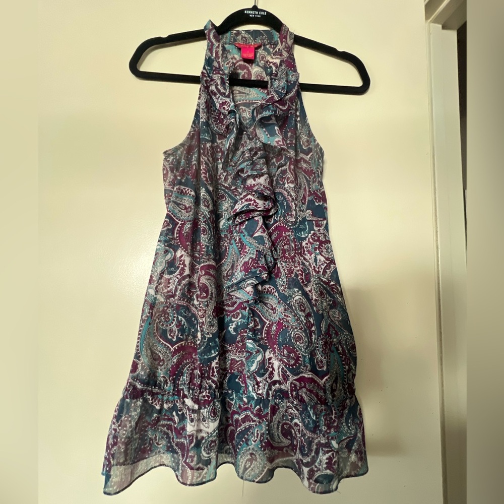 Sunny Leigh Teal & Purple Paisley Halter Top.